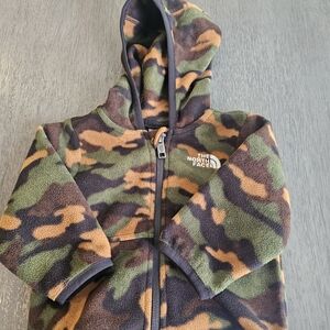 The North Face Kids Green and Orange Camo Hoodie